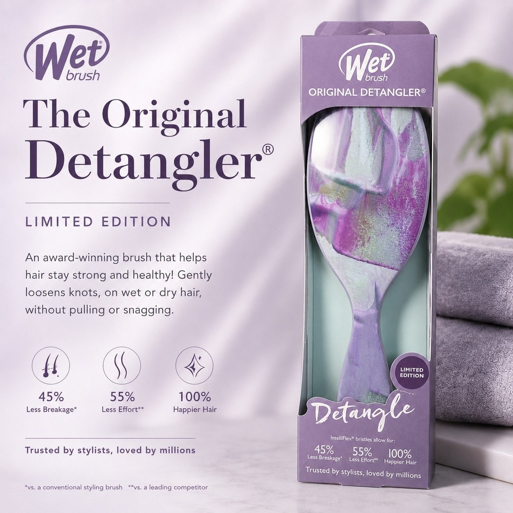 Wet Brush Original Detangler Limited Edition Purple Green Marble Hair Brush NIB